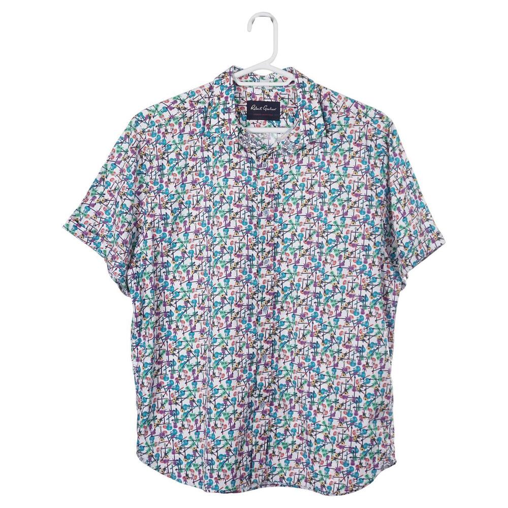 Robert Graham Modern Americana Shirt 3XL Guitar Print Short Sleeve Button Up